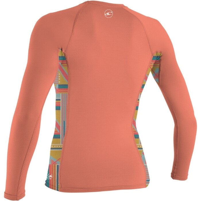 2024 O'Neill Girls Premium Skins Long Sleeve Rash Vest 4176 - Burnt / Artageo